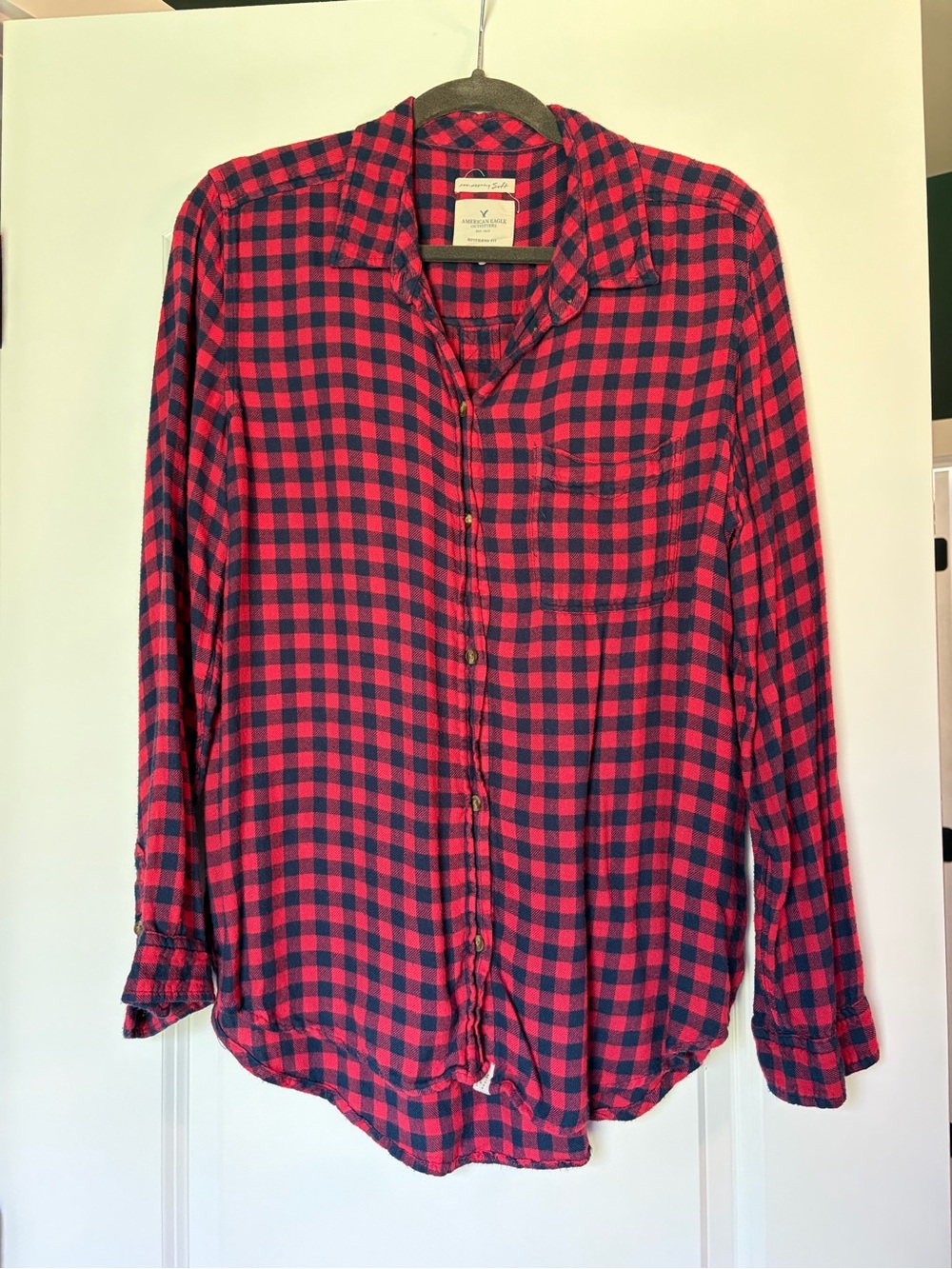 Red and navy American eagle Button-Down flannel